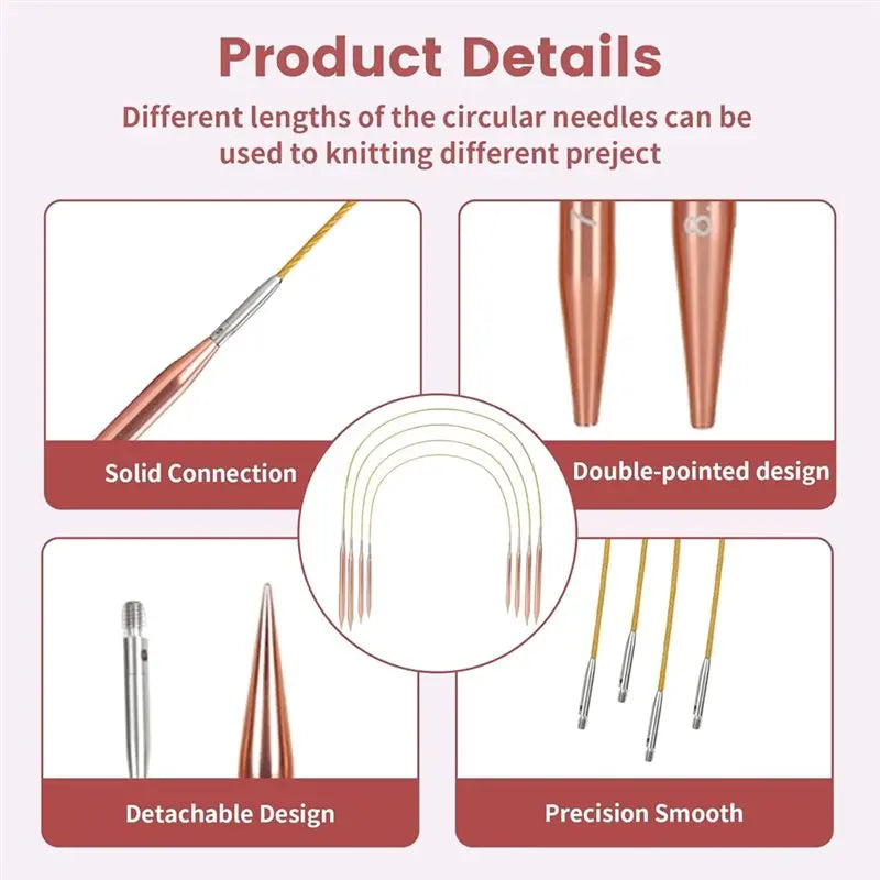 Interchangeable Circular Knitting Needles Set – 13 Pairs (3mm–10mm)