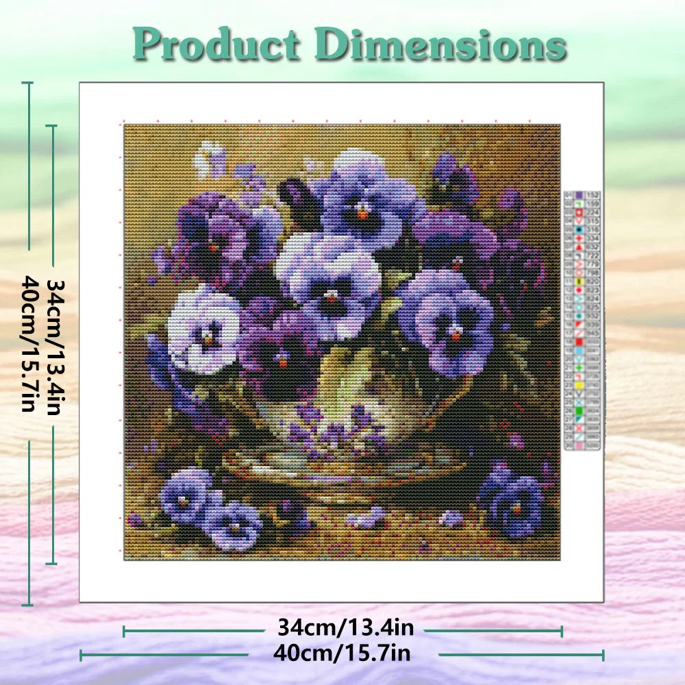 Flower Printed 11CT Cross Stitch Complete Kit Embroidery DMC Threads Hobby Handmade Painting Craft
