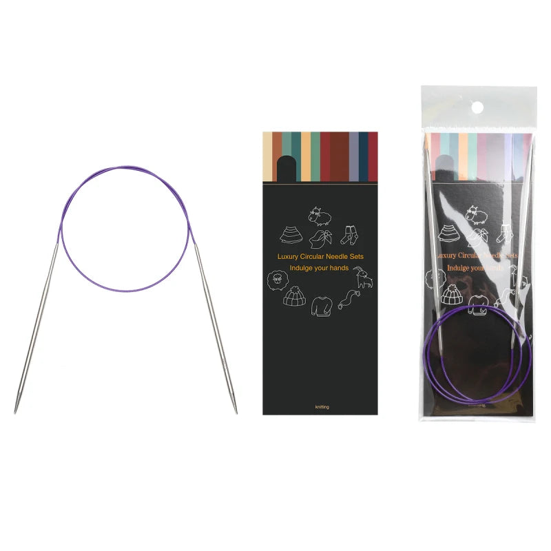 80cm Durable Circular Knitting Needles, Stainless Steel Weaving Pins for Sweater Scarf Making, DIY Knitting Accessories