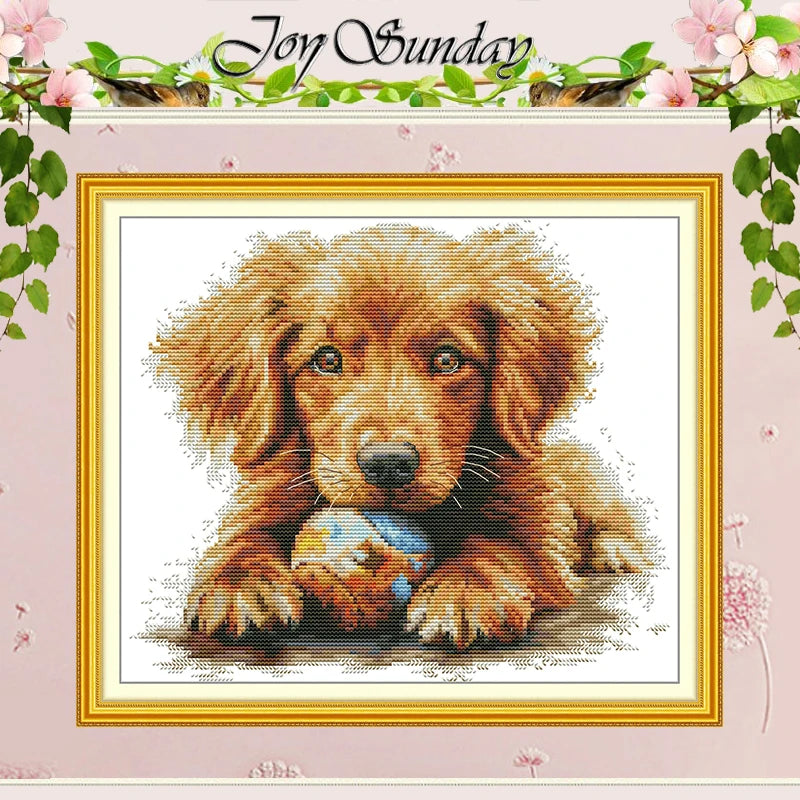 Dog Counted Cross Stitch Kit. DIY: 11CT 14CT 16CT. HD Stamped DMC.