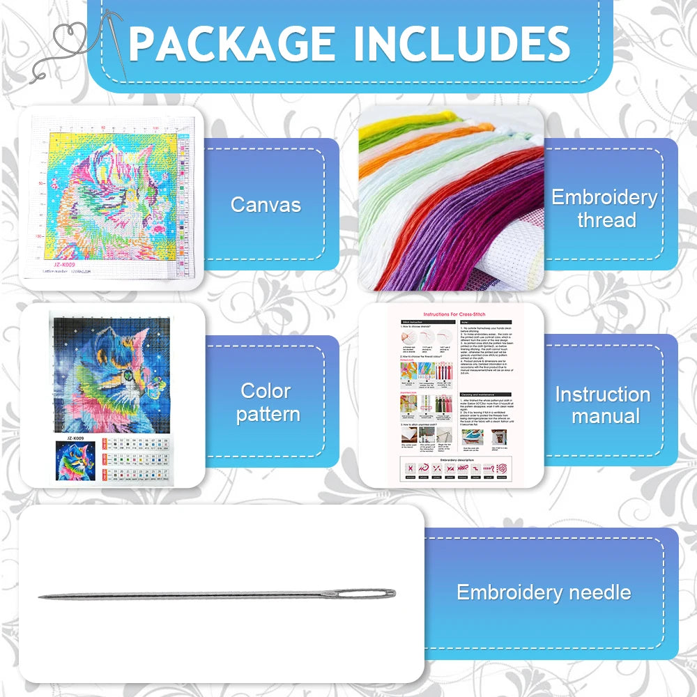 HUACAN 11CT Embroidery Kits Plant Landscape Point Of Cross Flower DMC Thread Hand Sewing Printed Canvas Home Wall Decor