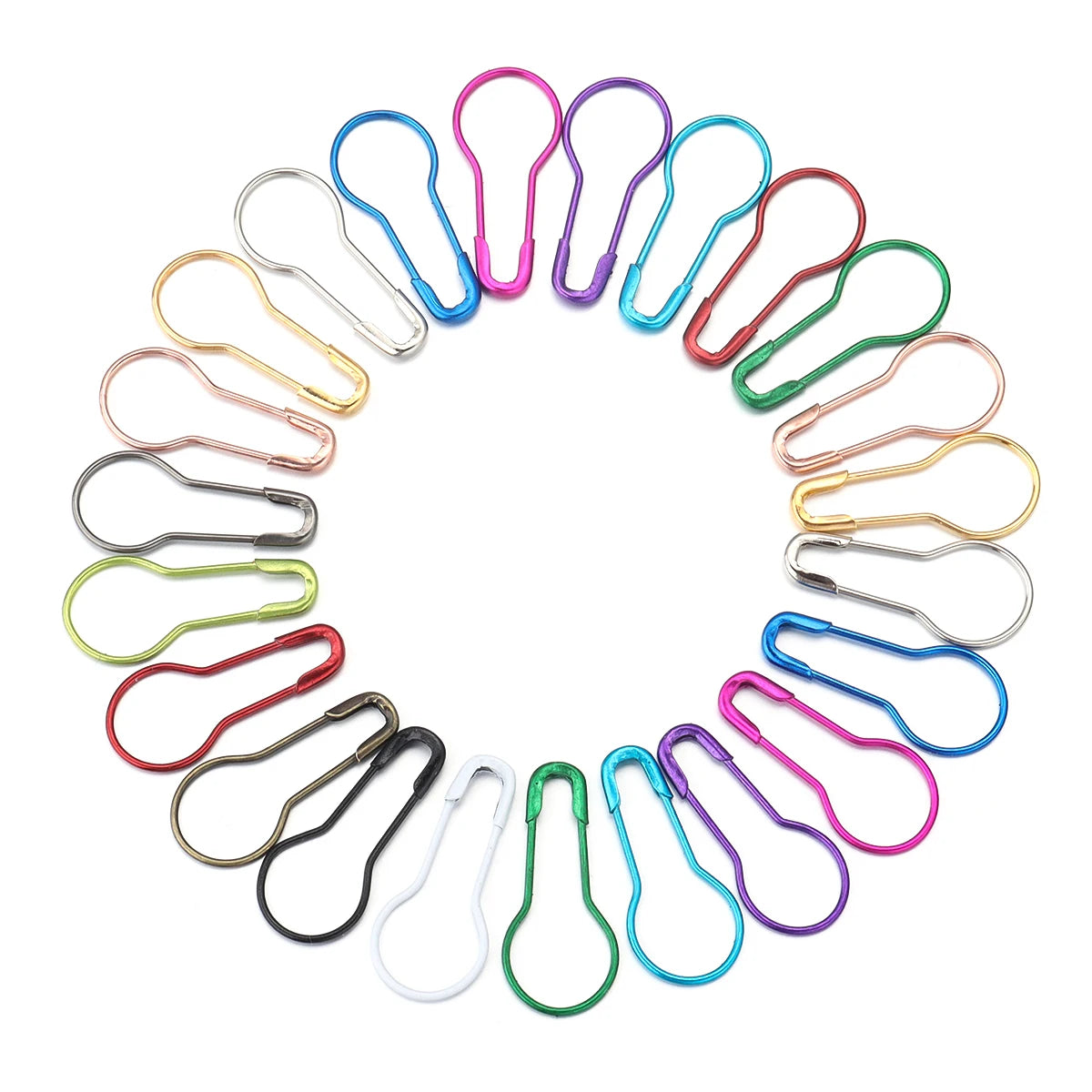 200Pcs Colorful Safety Pins Metal Gourd Pear Shape Locking Knitting Marker Tag Pins For Crafts Garment Brooch Sewing Pins Tools