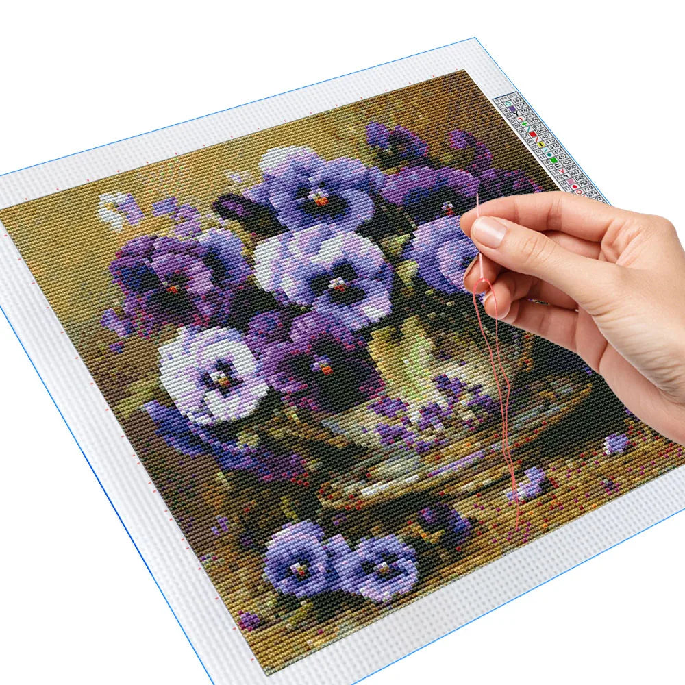 Flower Printed 11CT Cross Stitch Complete Kit Embroidery DMC Threads Hobby Handmade Painting Craft