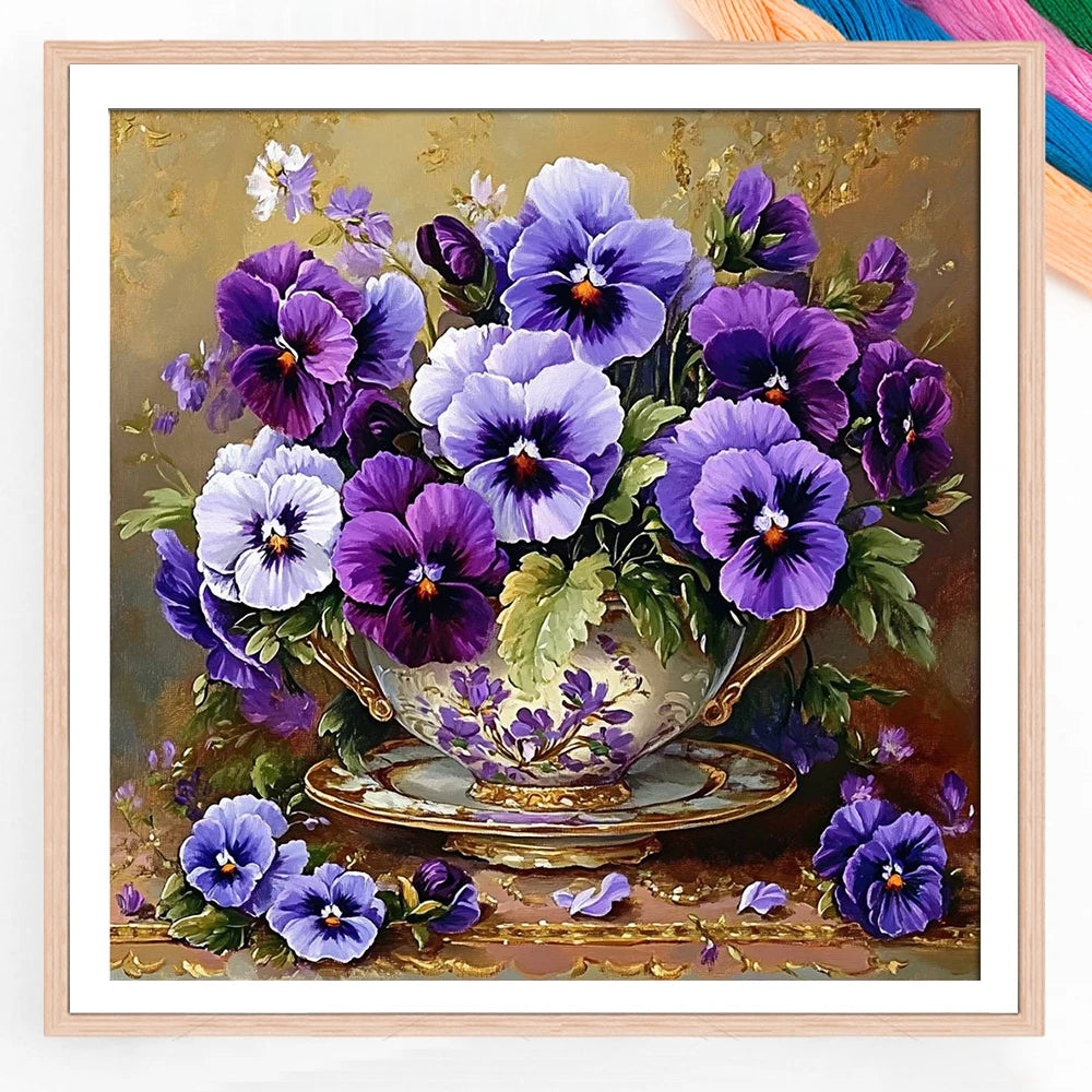 Flower Printed 11CT Cross Stitch Complete Kit Embroidery DMC Threads Hobby Handmade Painting Craft