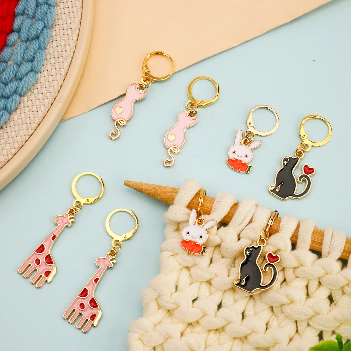 5/8/12pcs Handmade Knitting Stitch Markers Metal Crochet Locking Knitting Markers DIY Yarn Weaving Sewing Accessories Tools Set