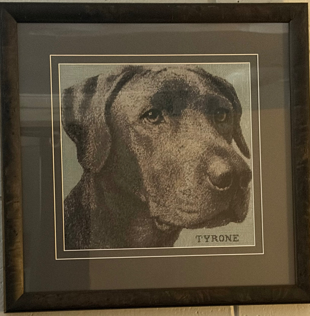 Custom Pet Portrait – Handmade Cross-Stitch Artwork (1,000+ Hours)