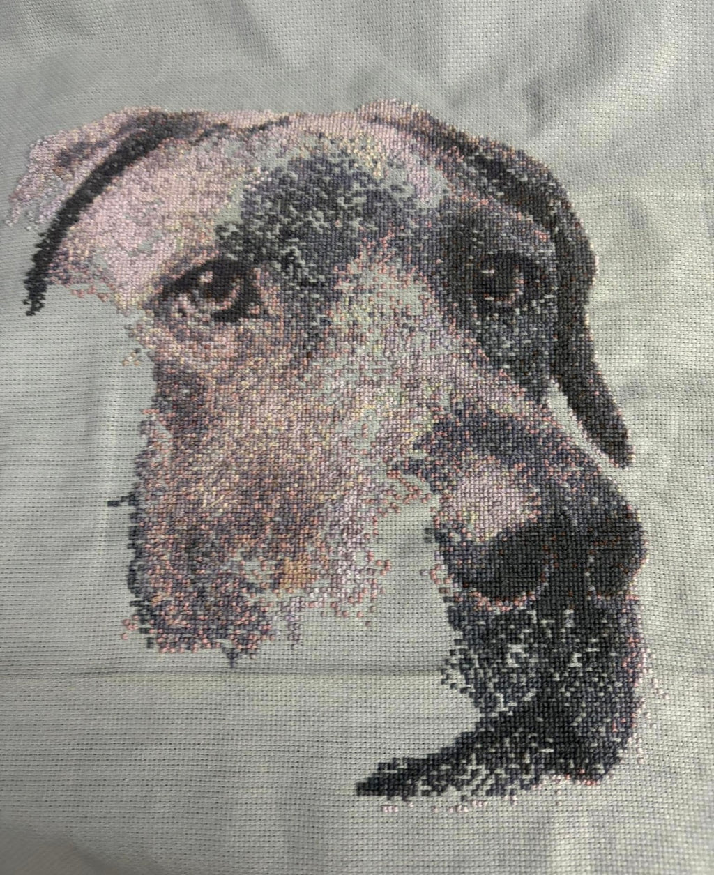 Custom Pet Portrait – Handmade Cross-Stitch Artwork (1,000+ Hours)