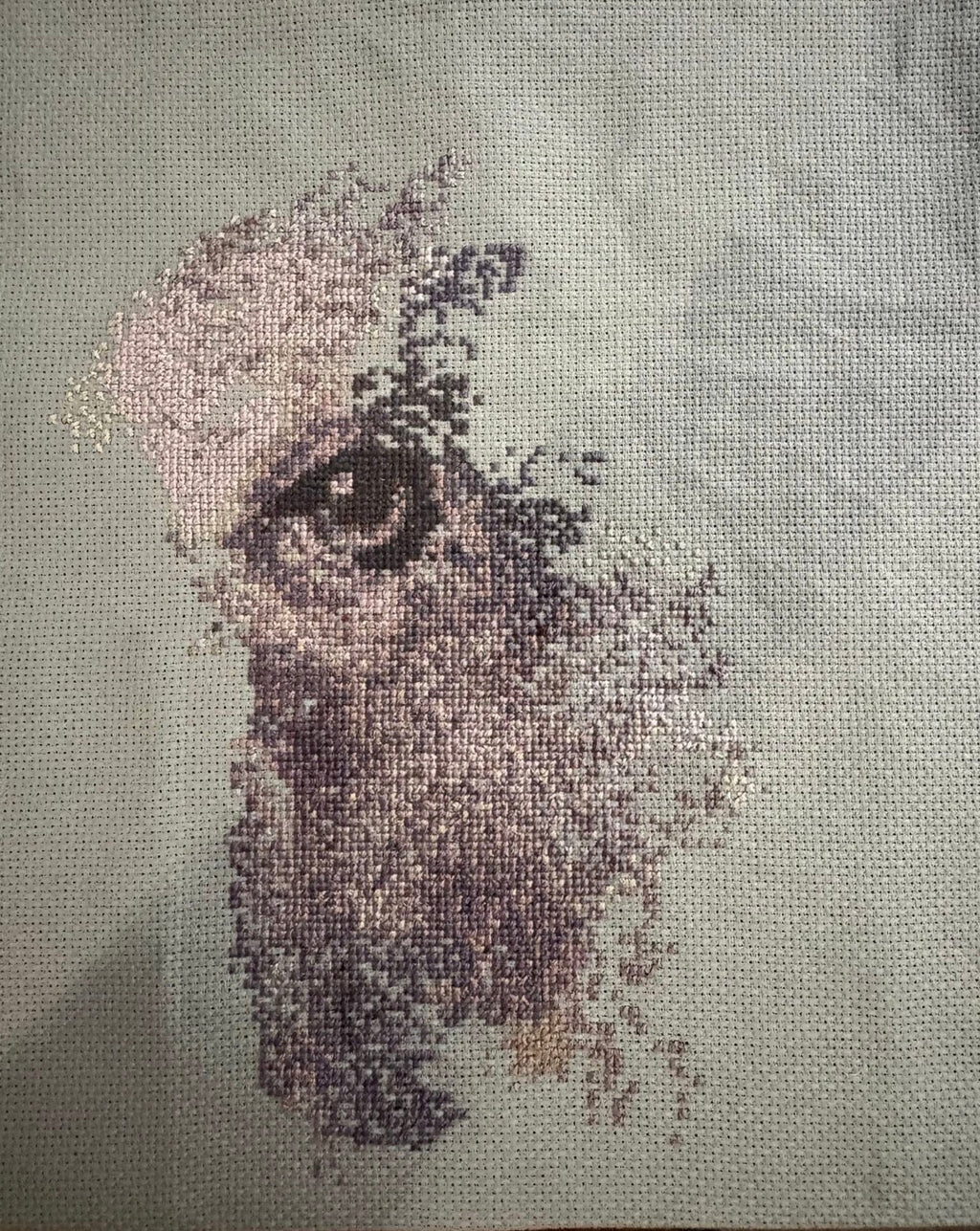 Custom Pet Portrait – Handmade Cross-Stitch Artwork (1,000+ Hours)