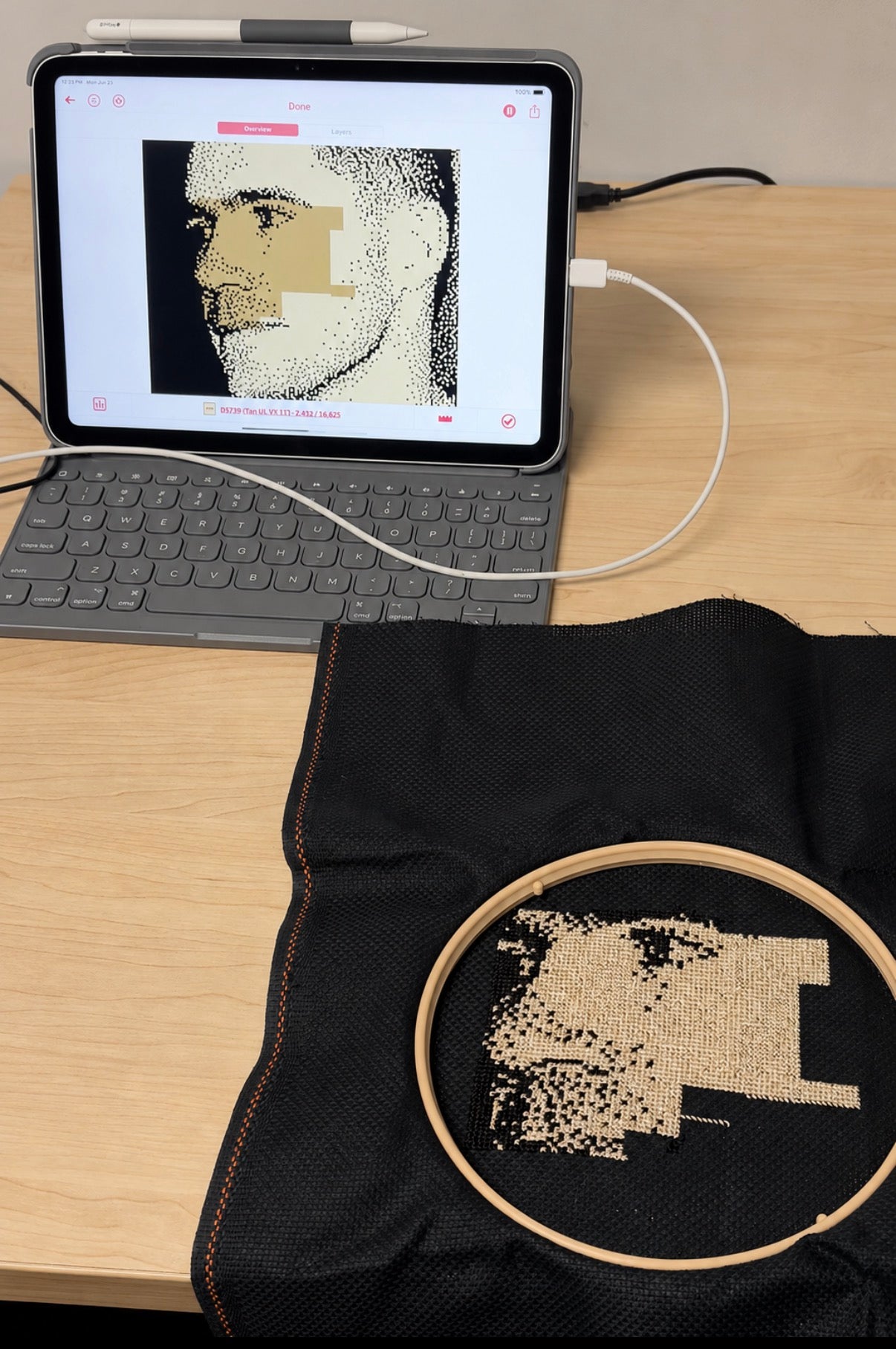 Custom Cross-Stitch Portrait – Large (30x35cm)
