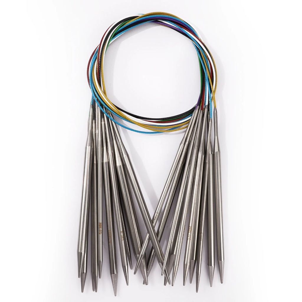 80cm Durable Circular Knitting Needles, Stainless Steel Weaving Pins for Sweater Scarf Making, DIY Knitting Accessories