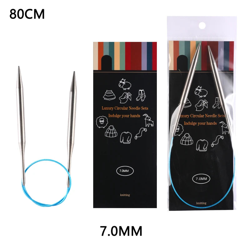 80cm Durable Circular Knitting Needles, Stainless Steel Weaving Pins for Sweater Scarf Making, DIY Knitting Accessories
