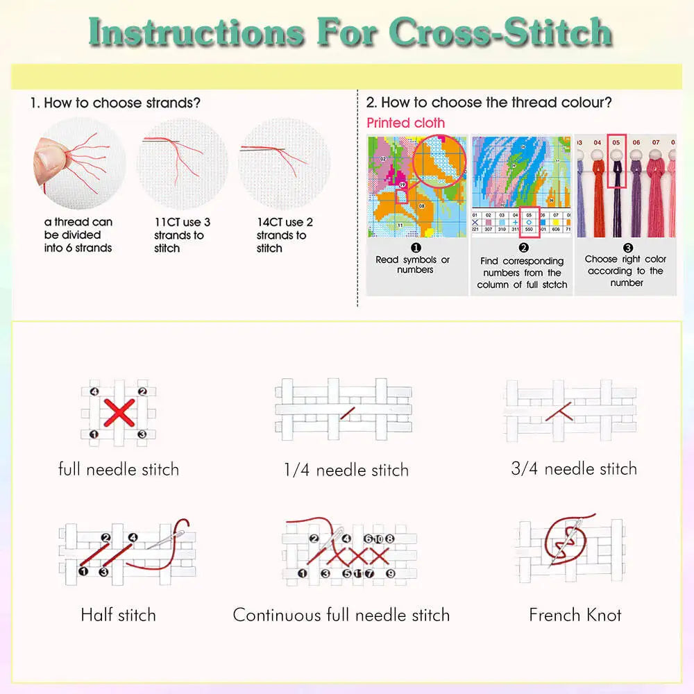 Flower Printed 11CT Cross Stitch Complete Kit Embroidery DMC Threads Hobby Handmade Painting Craft