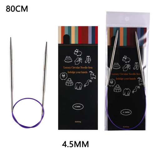 80cm Durable Circular Knitting Needles, Stainless Steel Weaving Pins for Sweater Scarf Making, DIY Knitting Accessories