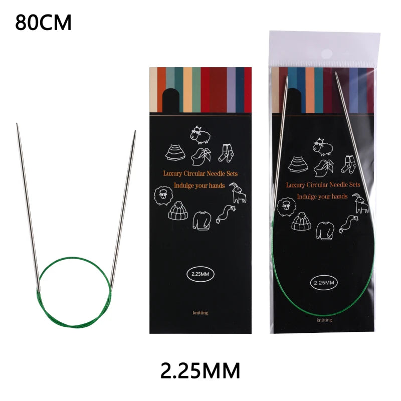 80cm Durable Circular Knitting Needles, Stainless Steel Weaving Pins for Sweater Scarf Making, DIY Knitting Accessories